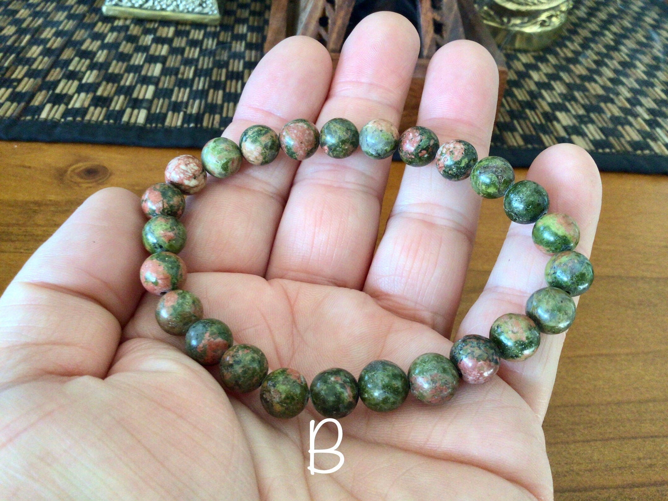 Unakite Bead Bracelet