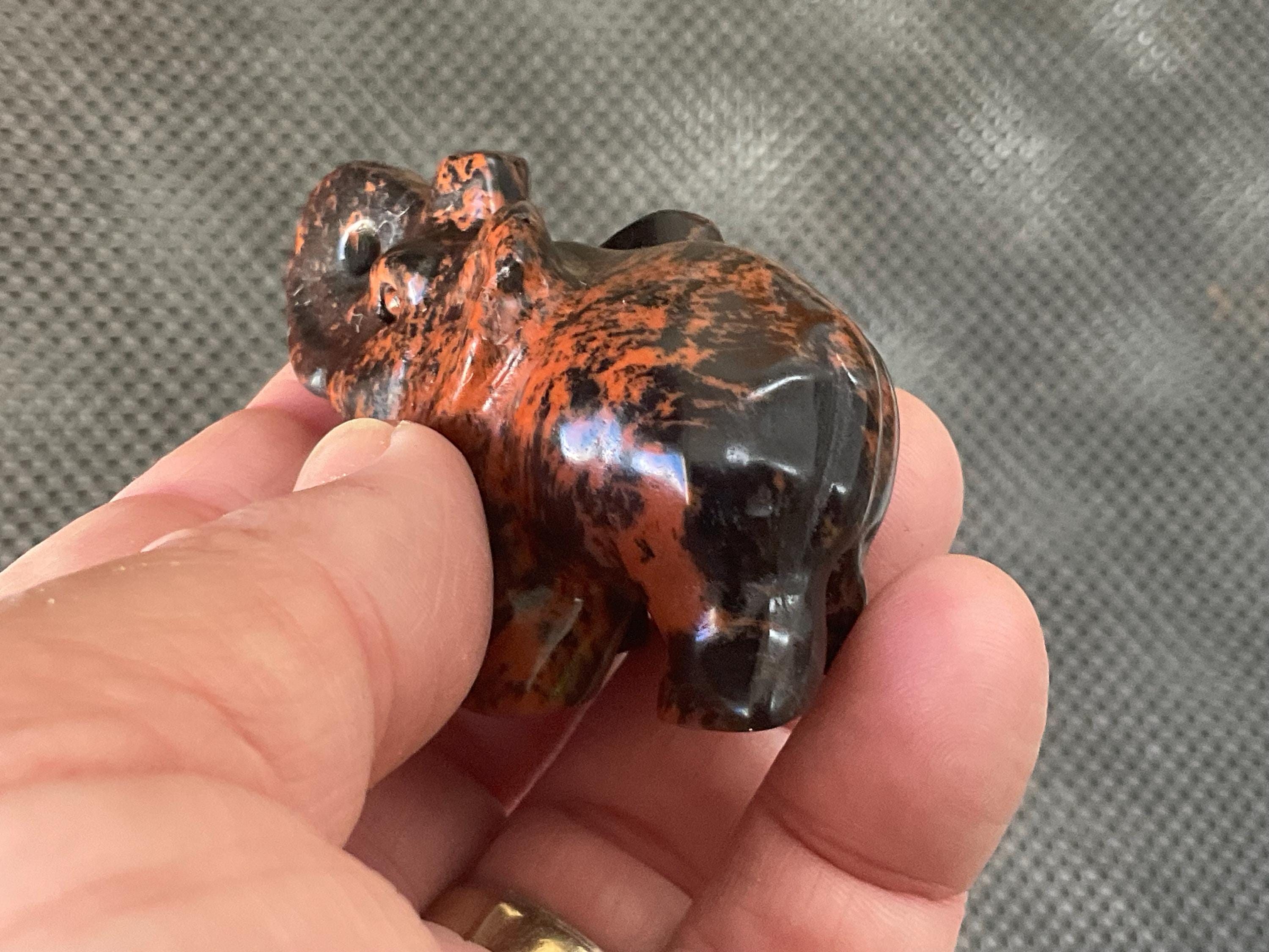 58g Mahogany Obsidian Elephant Carving C