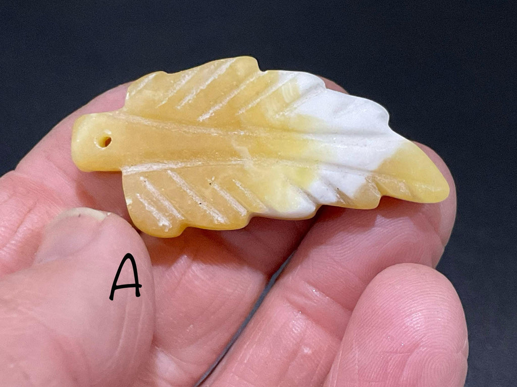 Orange Banded Calcite Drilled Leaf Pendant Group 3