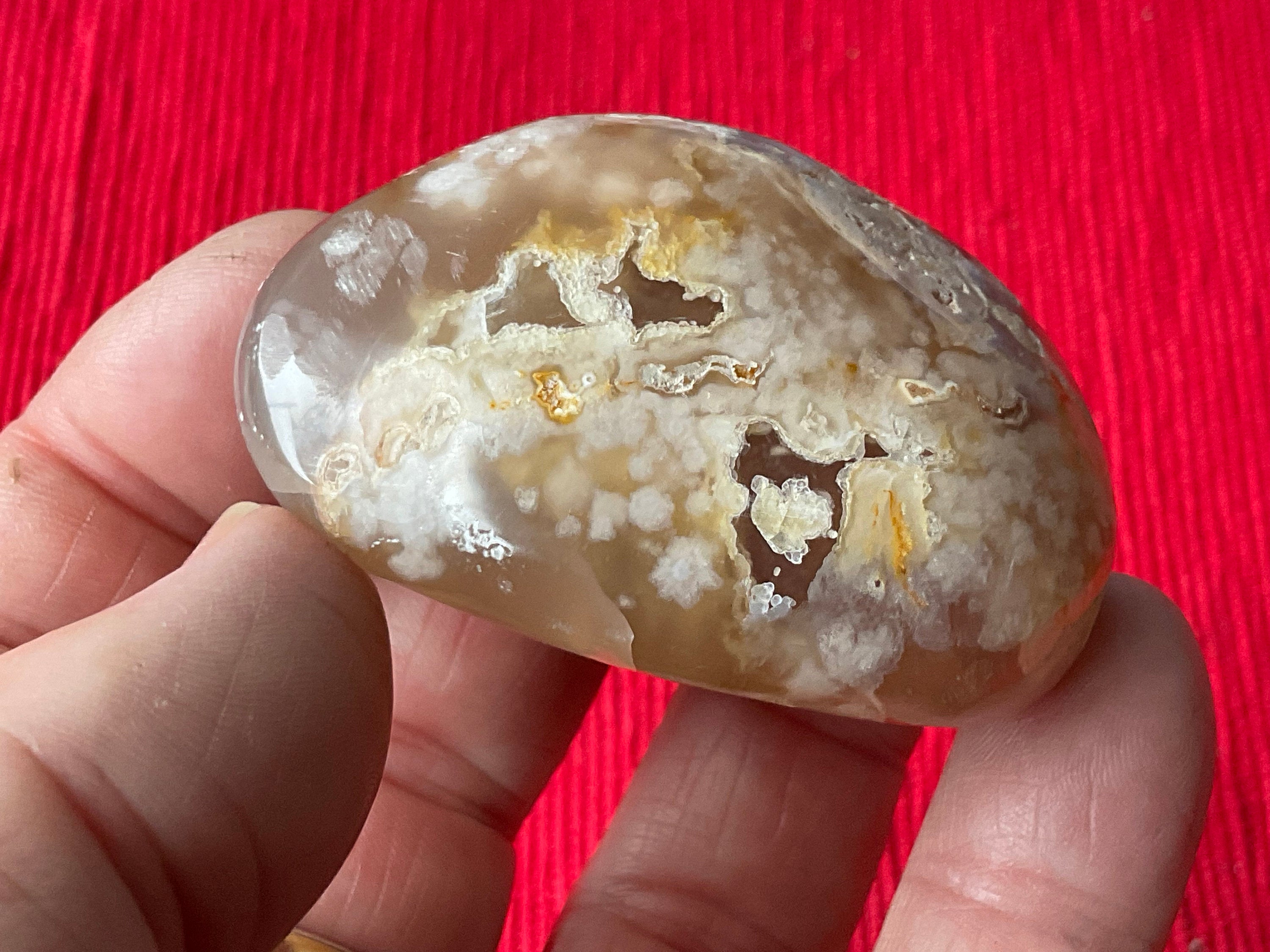 91g Flower Agate Palmstone 8A