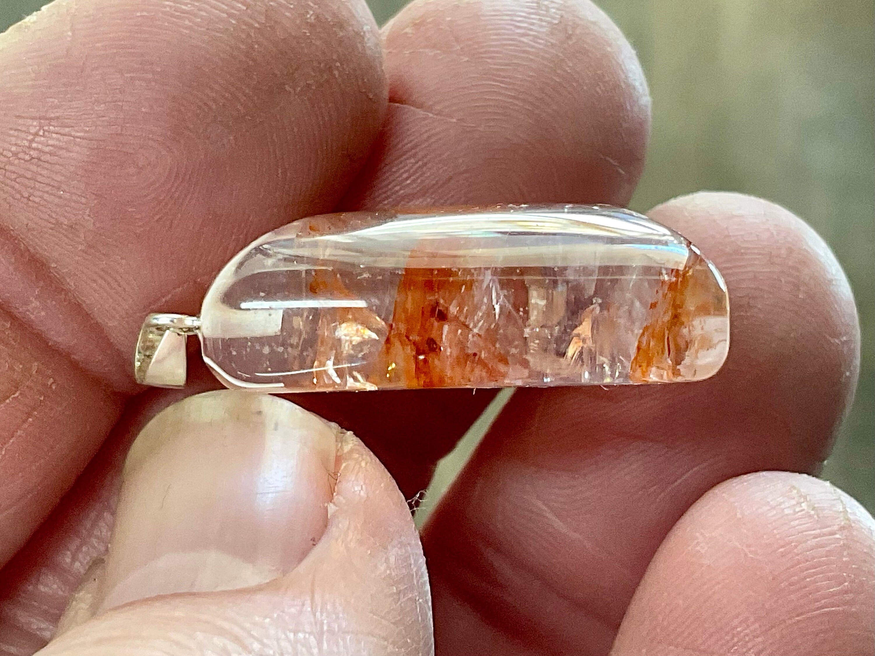 Fire Quartz Pillow Cabochon Pendant 2A