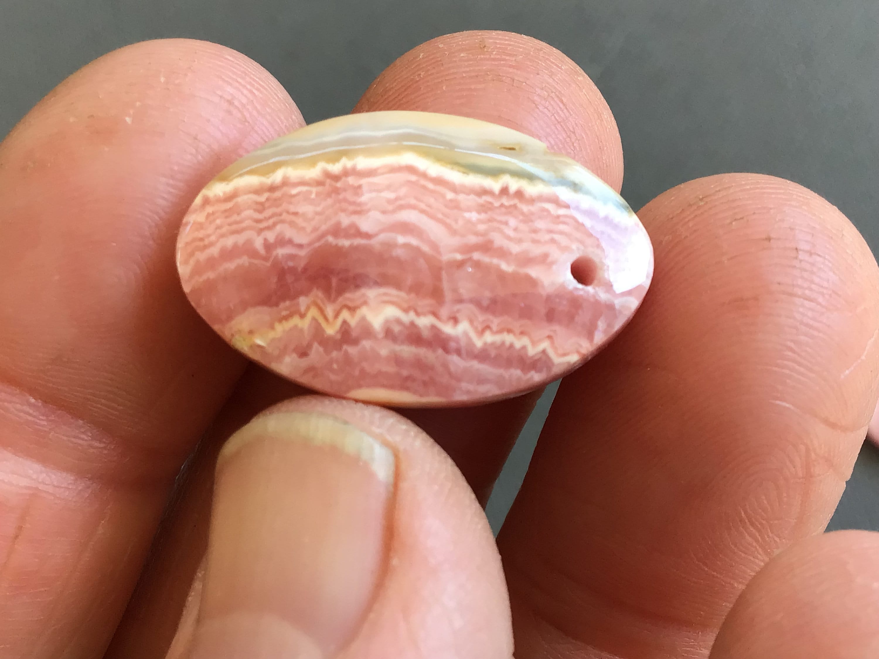 3g Rhodochrosite Drilled Pendant 4A