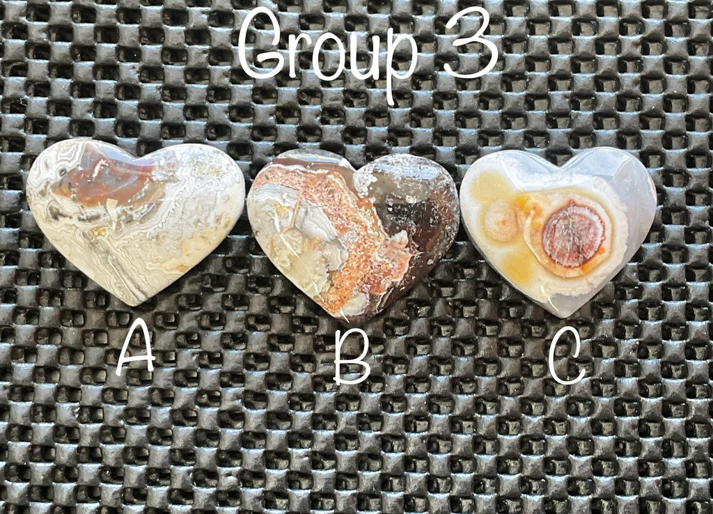 Mexican Crazy Lace Agate Heart Group 3