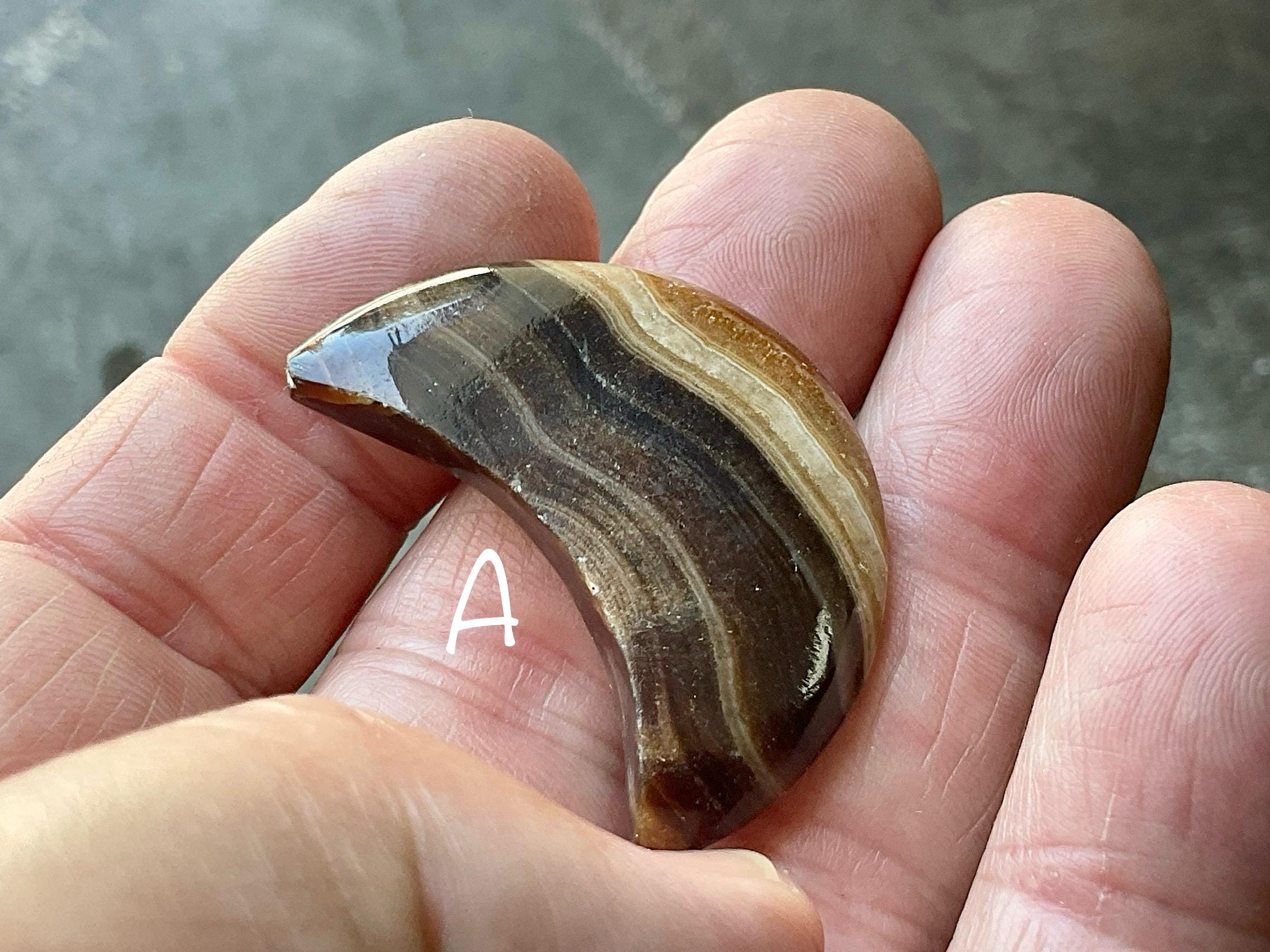 Chocolate Calcite Crescent Moon Carving A