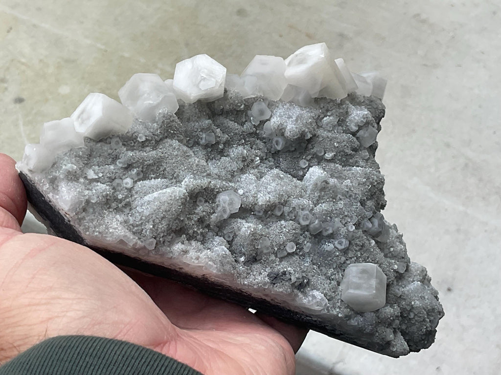 786g Mixed Calcite on Druzy Sphalerite Cabinet Specimen