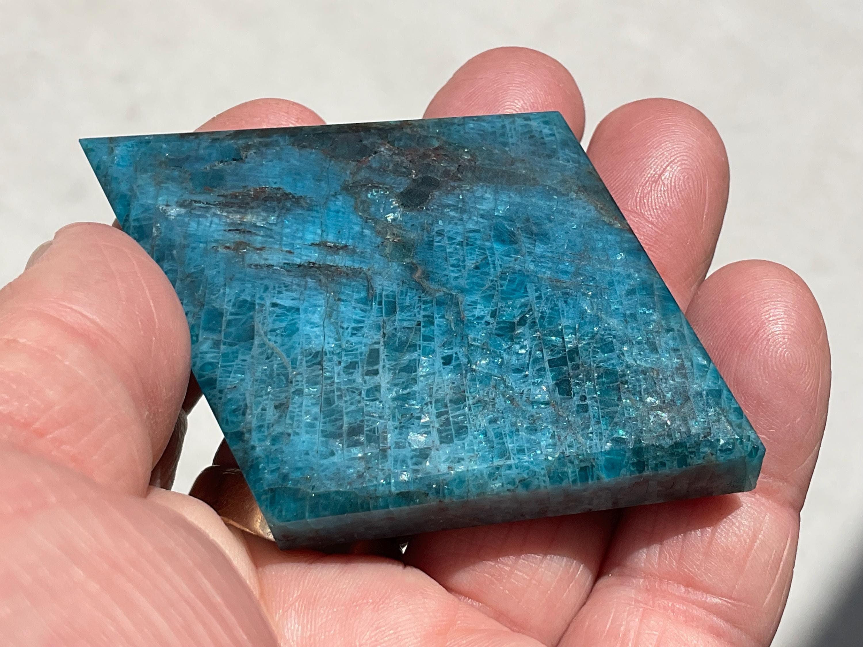 64g Blue Apatite Polished Diamond with stand 1B