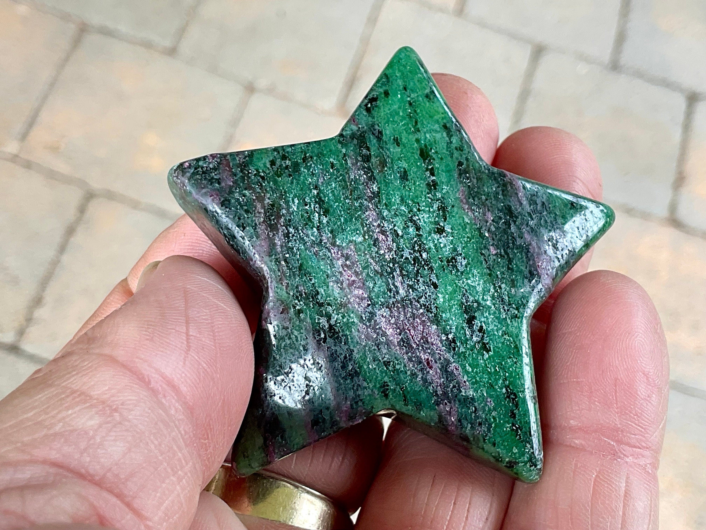73g Ruby in Zoisite Polished Star 1D