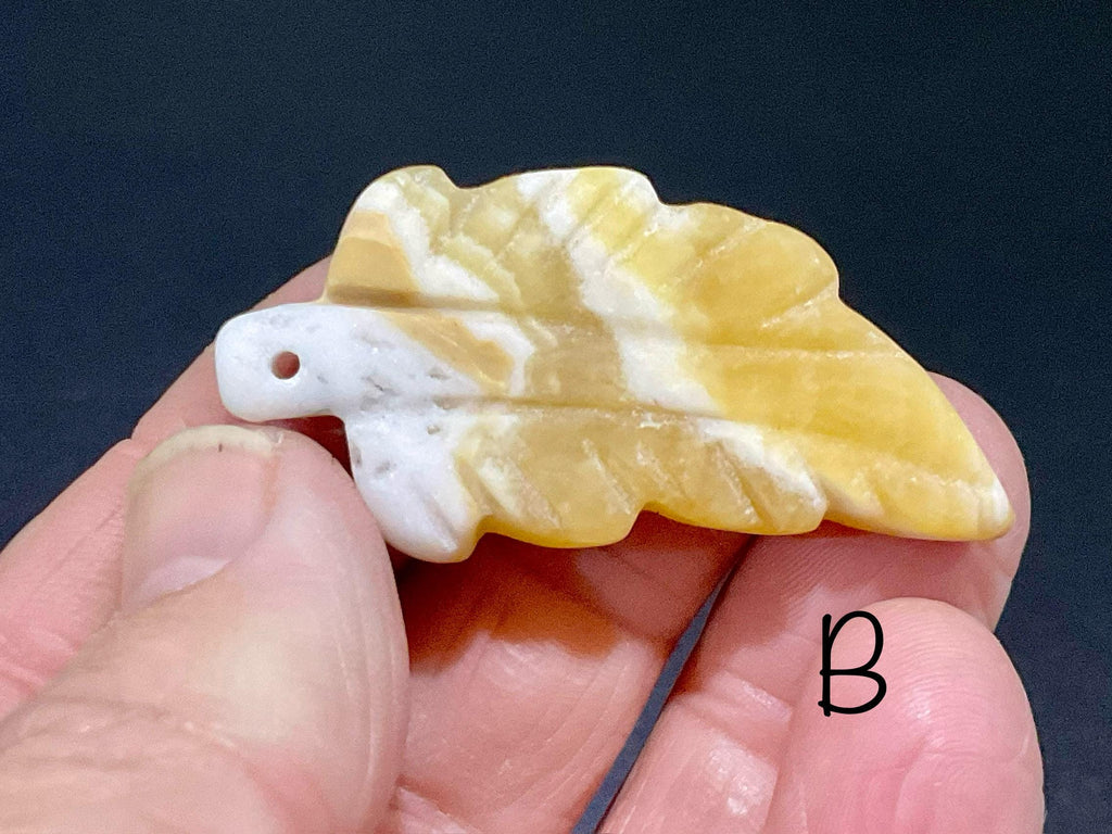 Orange Banded Calcite Drilled Leaf Pendant Group 4