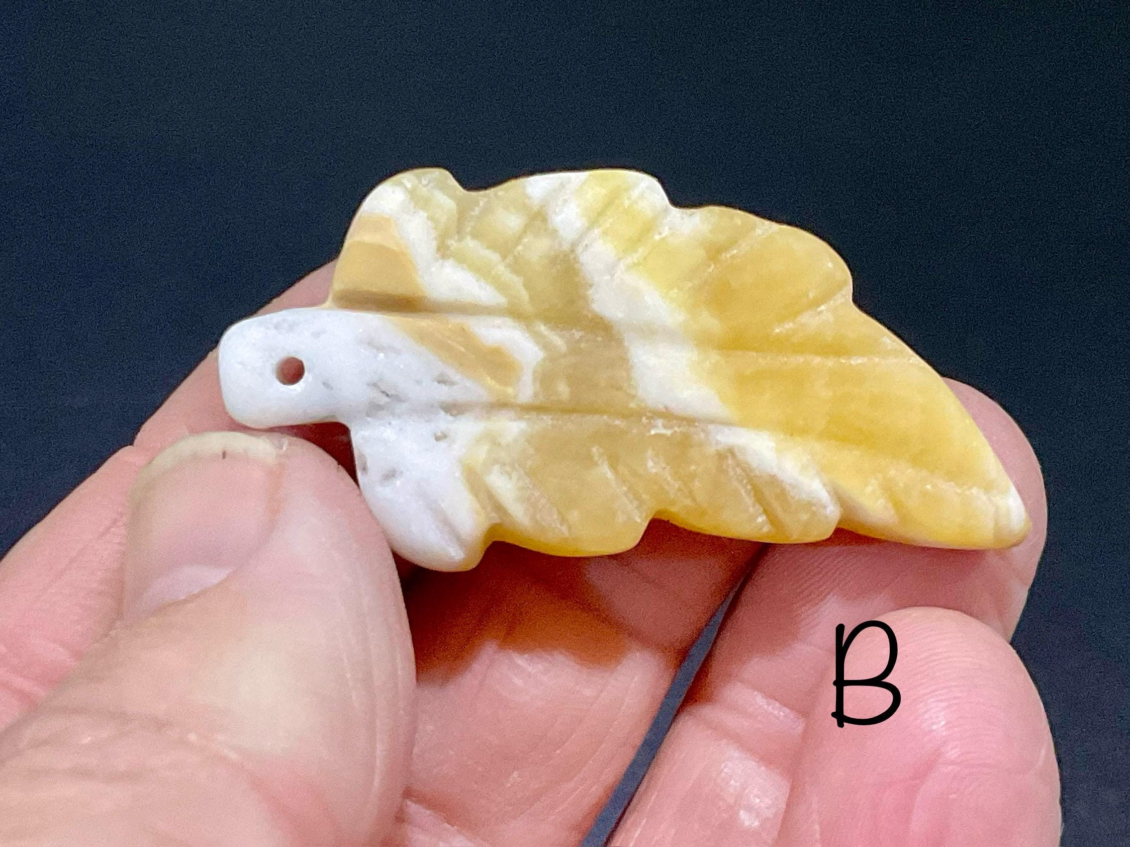 Orange Banded Calcite Drilled Leaf Pendant Group 4