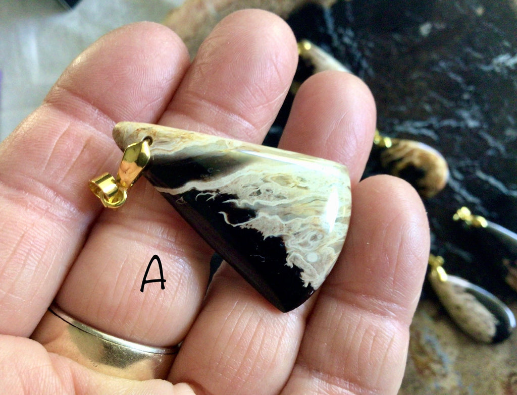 Indonesian Fossilised Palm Tree Pendants 1A