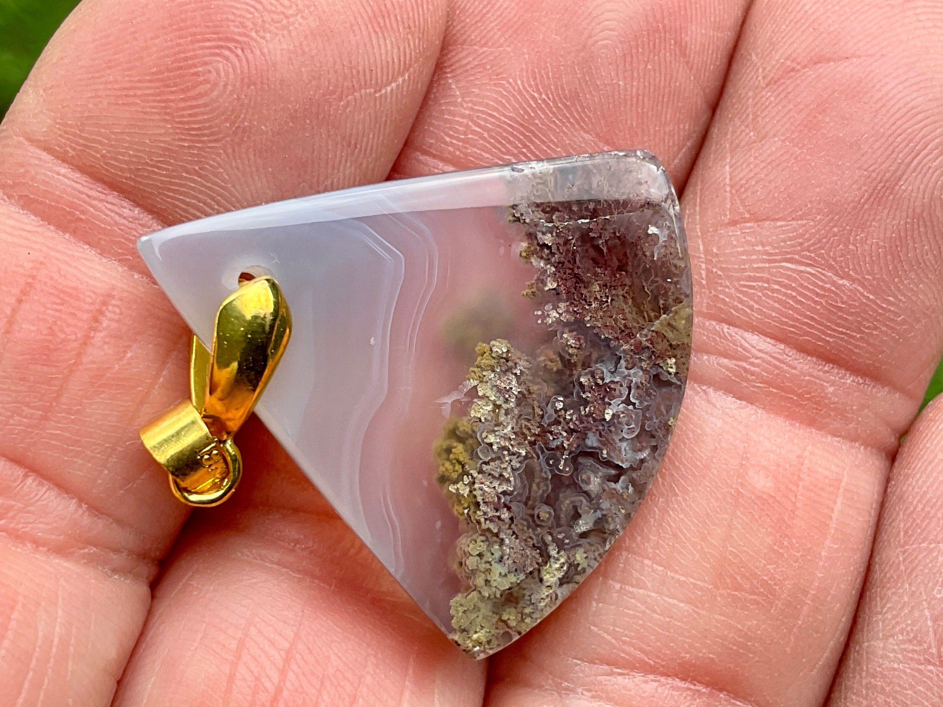 7g Moss Agate/Garden Quartz Pendant D