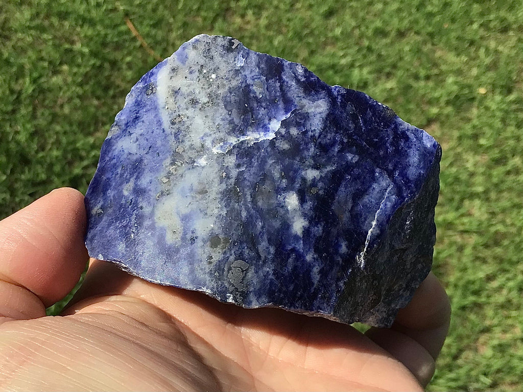 216g Sodalite with Graphite One Side Polished 2C