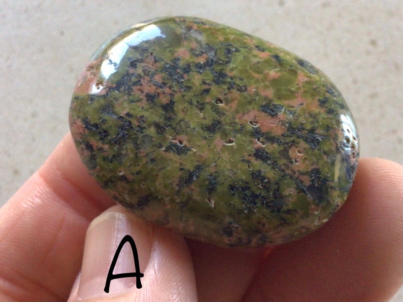 Unakite Thumb Stone/Worry Stone 11 A
