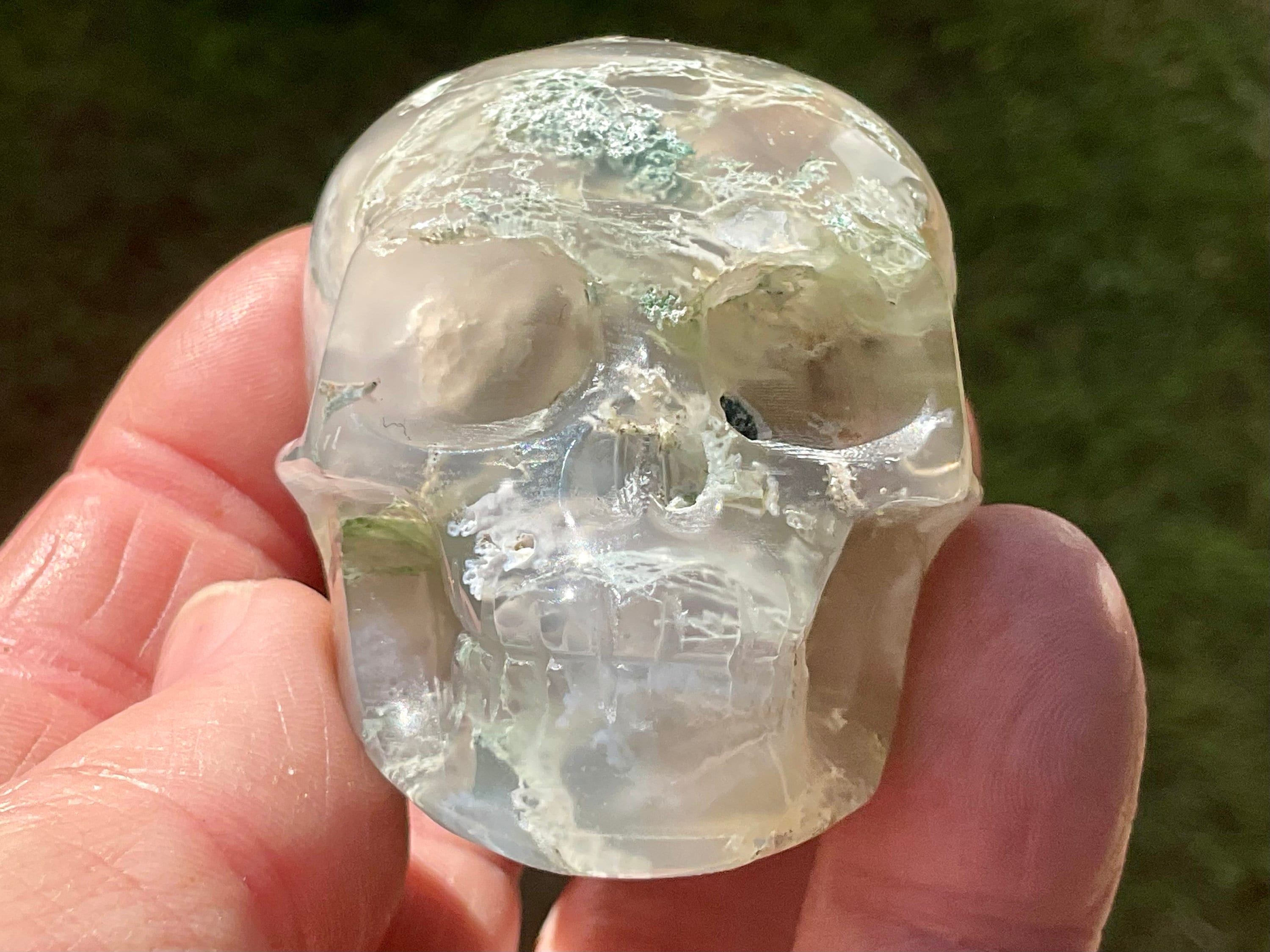 129g Moss Agate Skull 3A