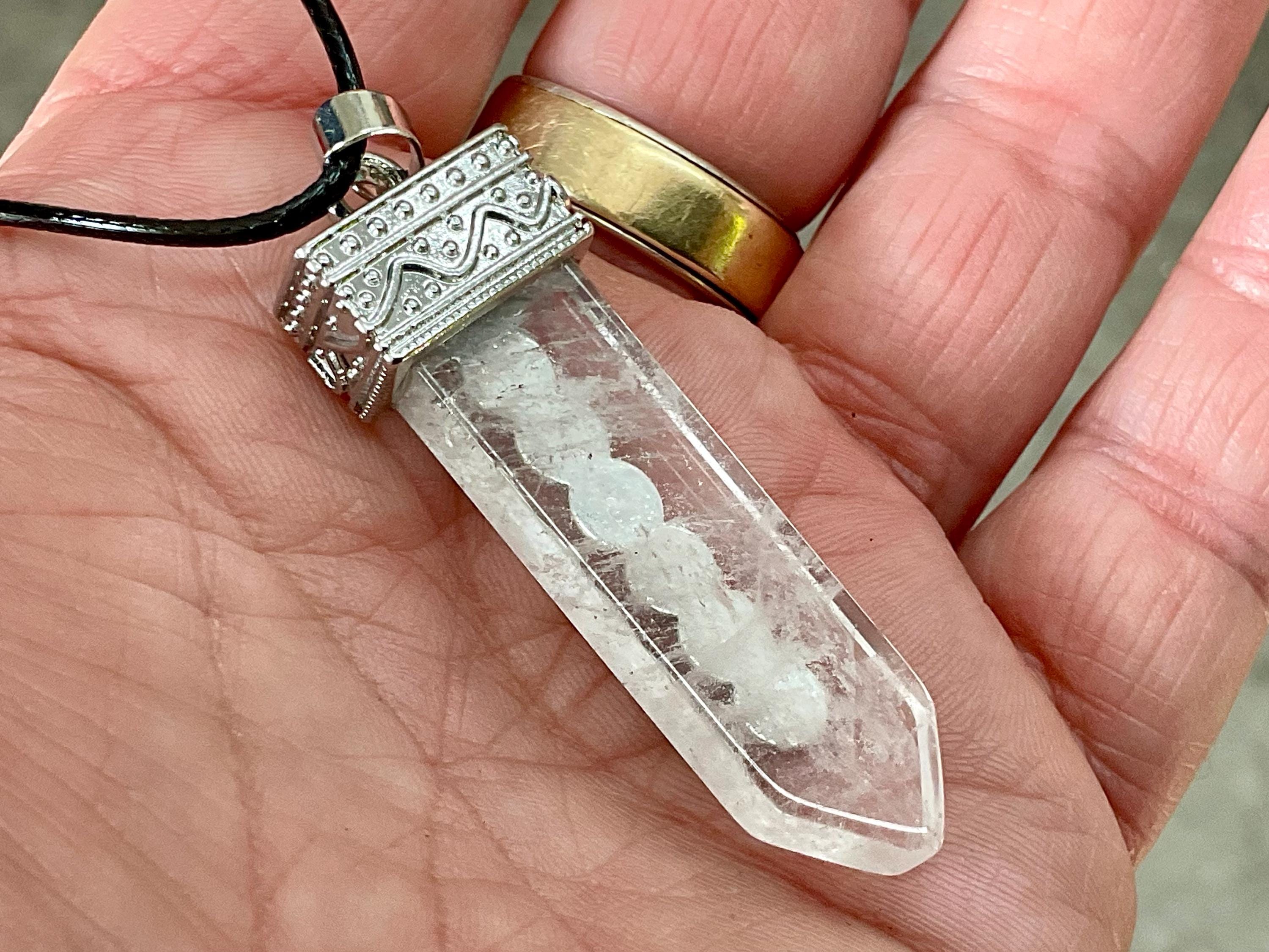 Clear Quartz Pendant with Chakra Stones