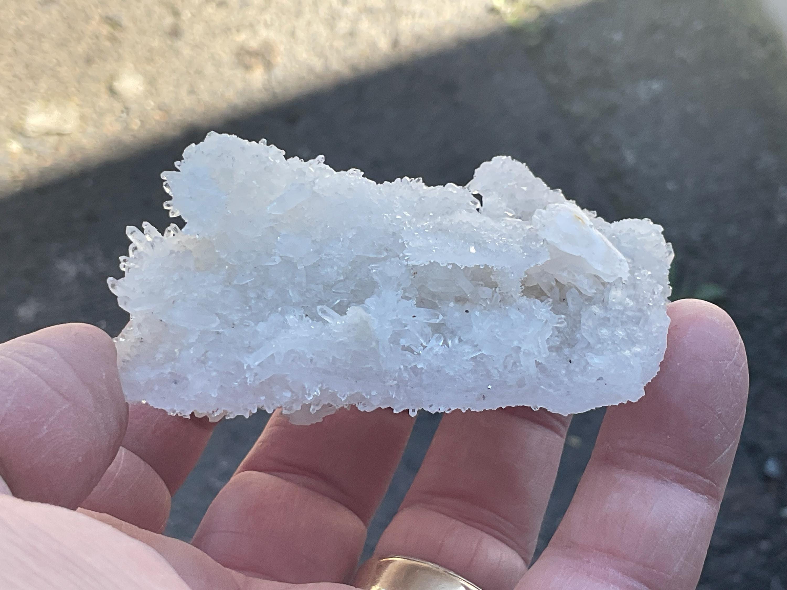 72g Calcite on White Sphalerite with Clear Quartz Lattice Specimen from Hunan, China