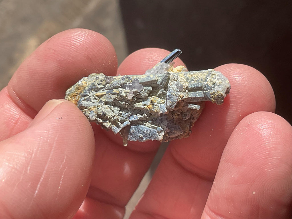 8g Botryoidal Fluorite with Valentinite on Stibnite Specimen 3B from Jiangxi, China