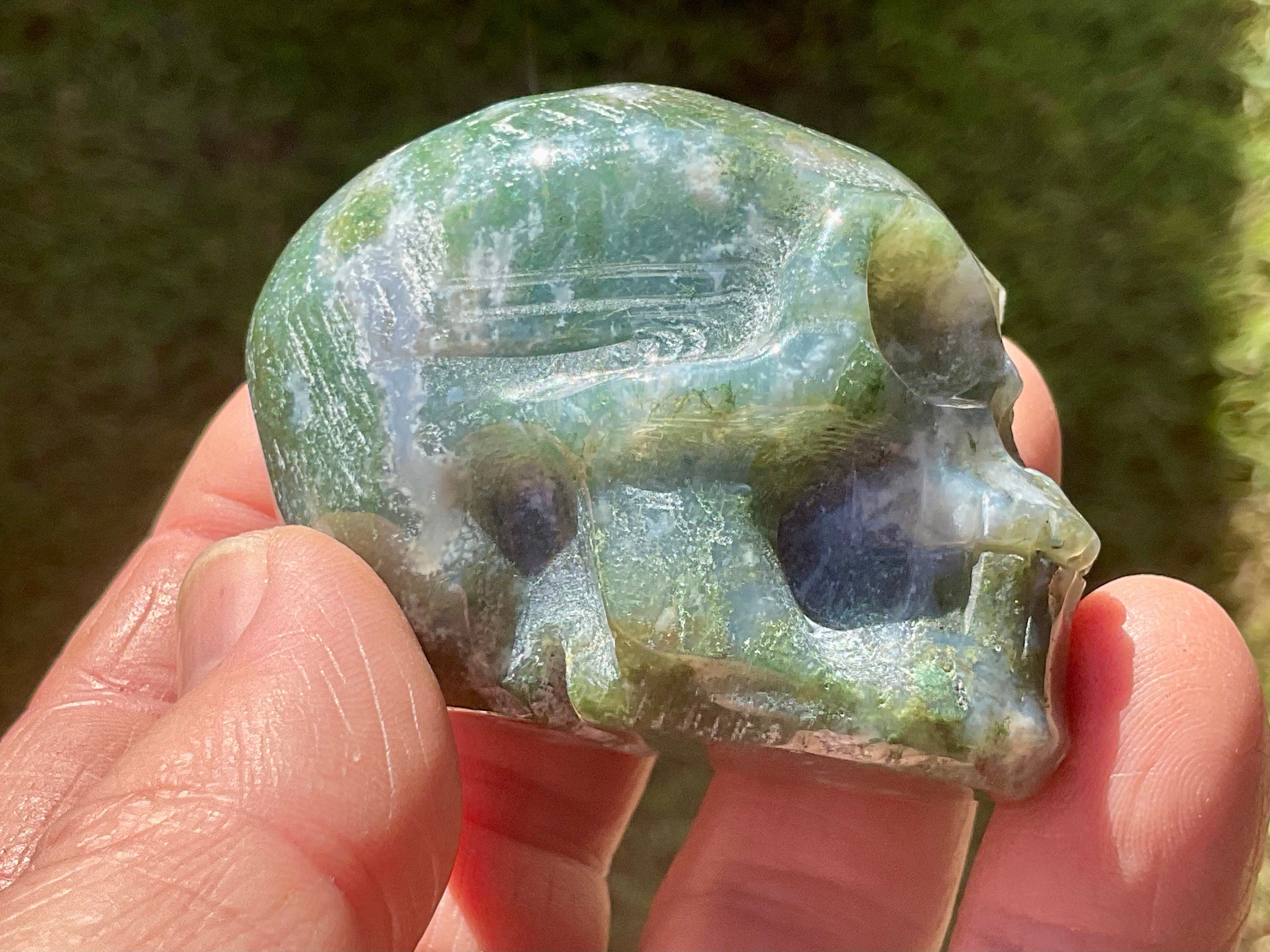 138g Moss Agate Skull 2B