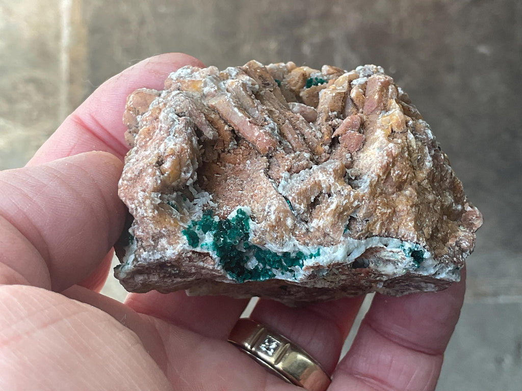 282g Malachite and Selenite on Dolomite Matrix Specimen 1C from Morocco