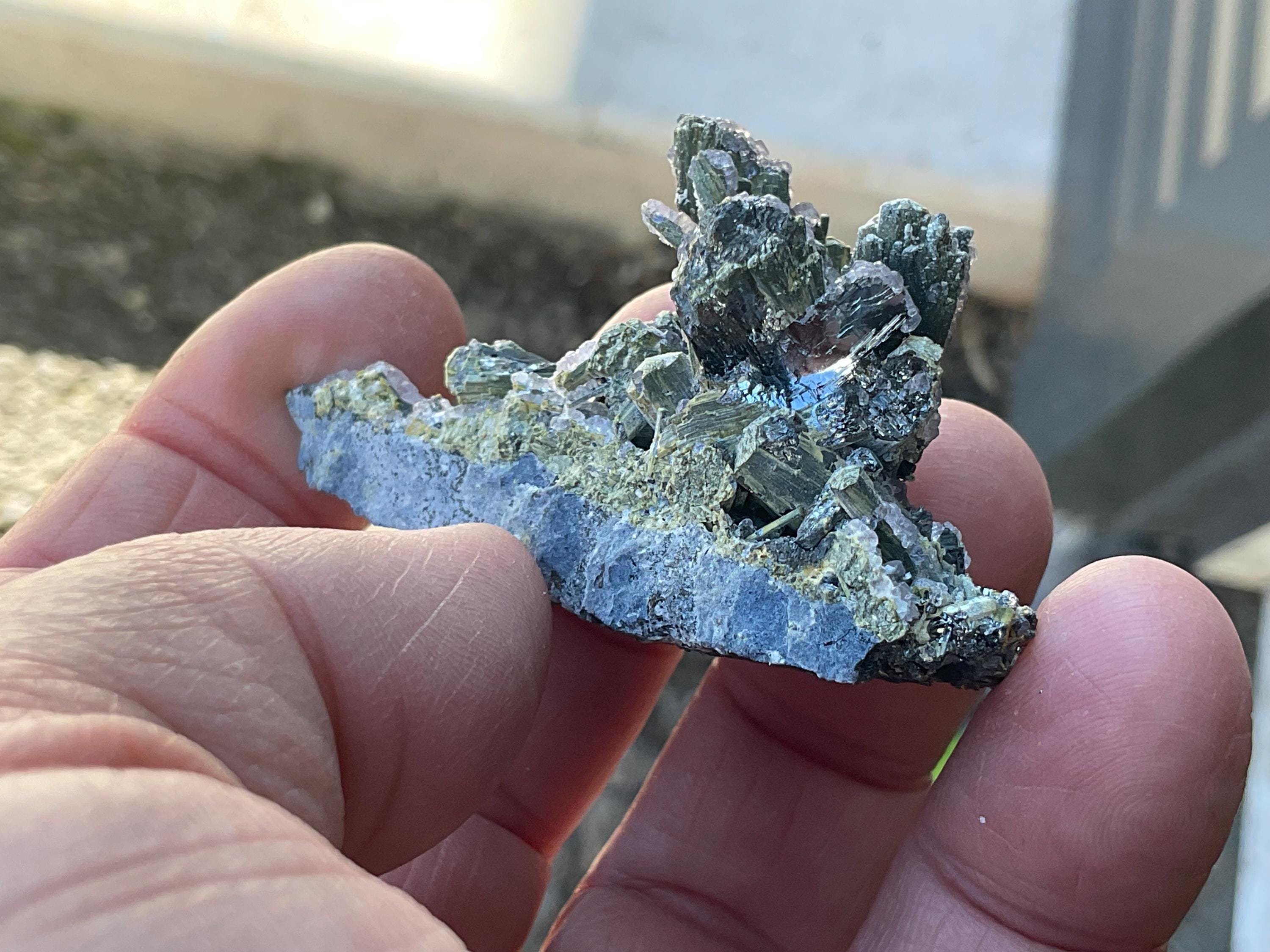 40g Fluorite on Stibnite Specimen 2B from Jiangxi, China