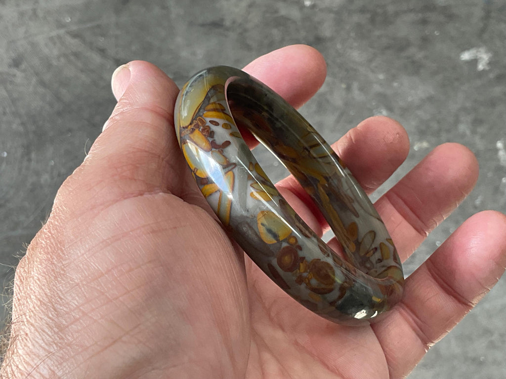 66g A Grade “Bamboo Leaf” Jasper Solid Bangle B