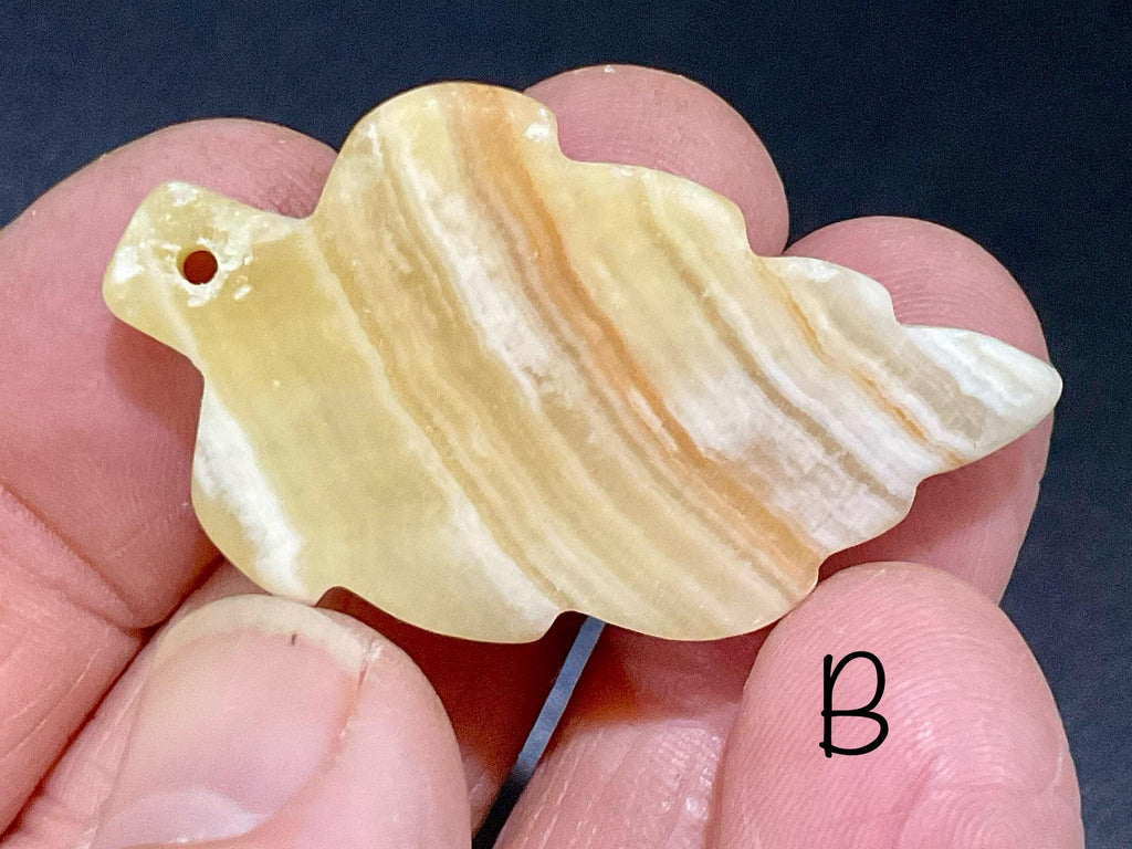 Orange Banded Calcite Drilled Leaf Pendant Group 1