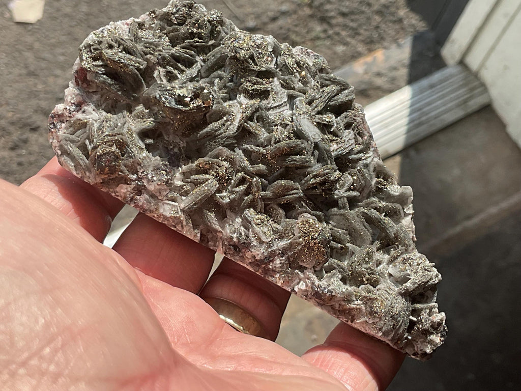 208g Pyrite encrusted Calcite on Limonite Quartz Specimen 2C from Fujian, China