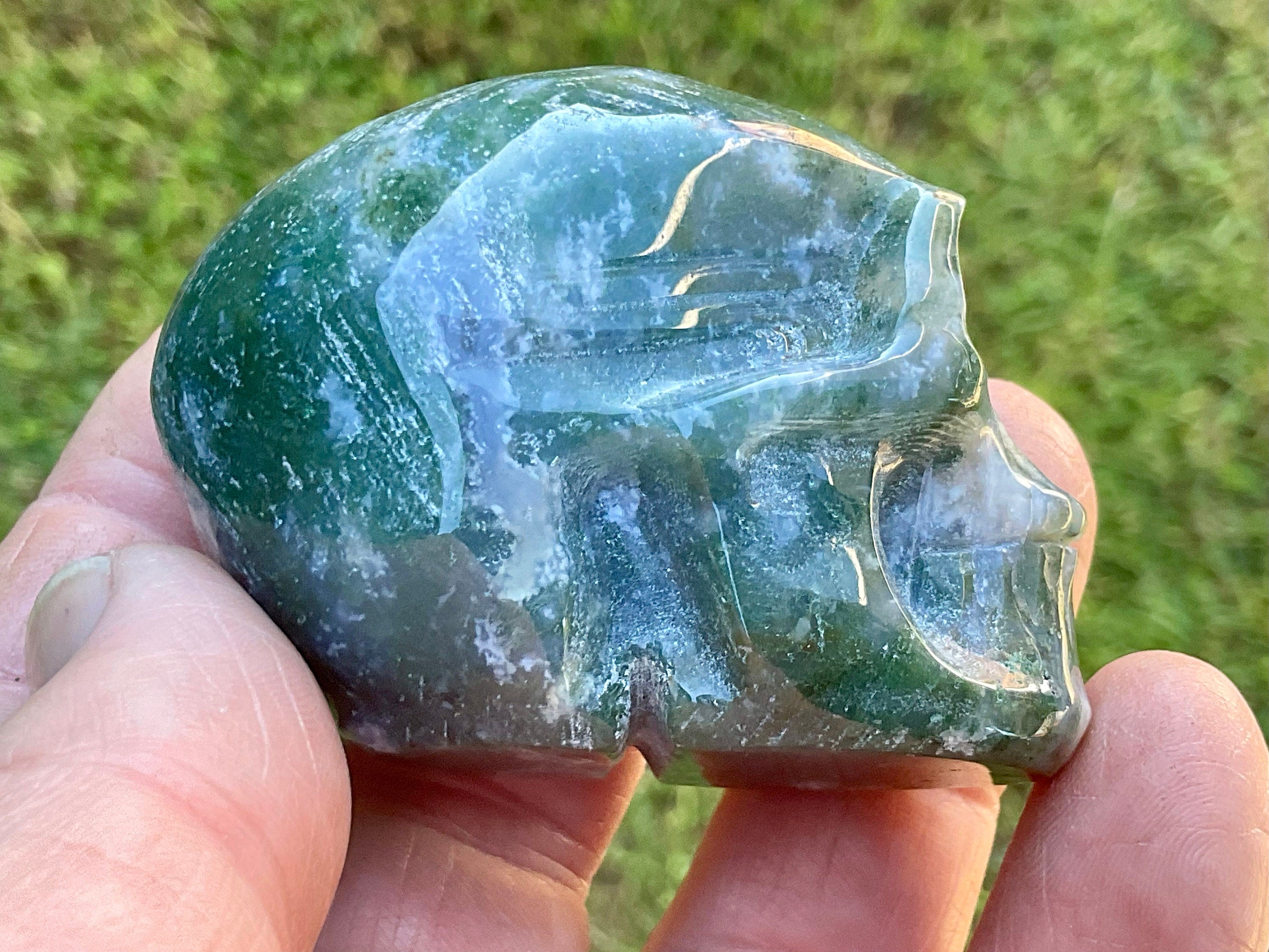 138g Moss Agate Skull 2B