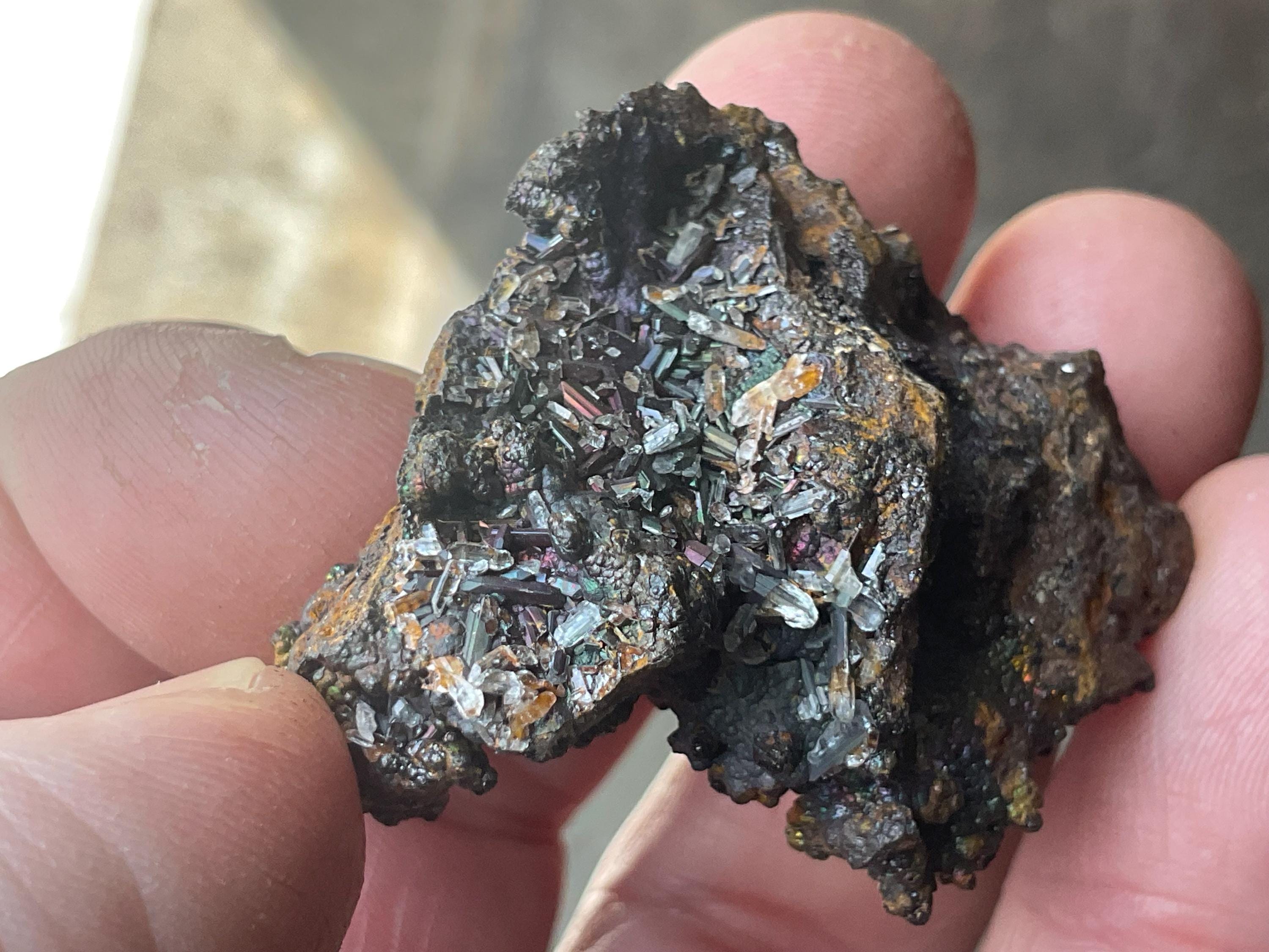 24g Iridescent Goethite/Limonite with Selenite Crystals Specimen 3A from Hubei, China