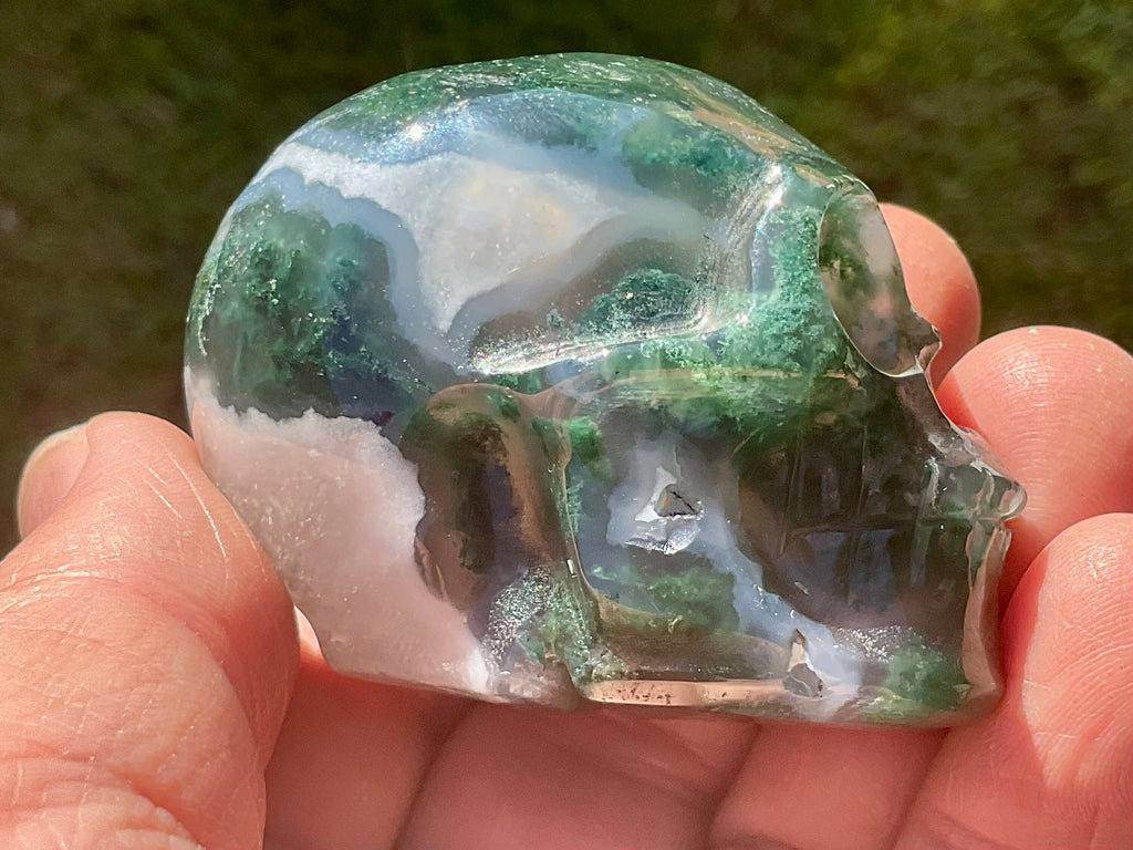 127g Moss Agate Skull 4B