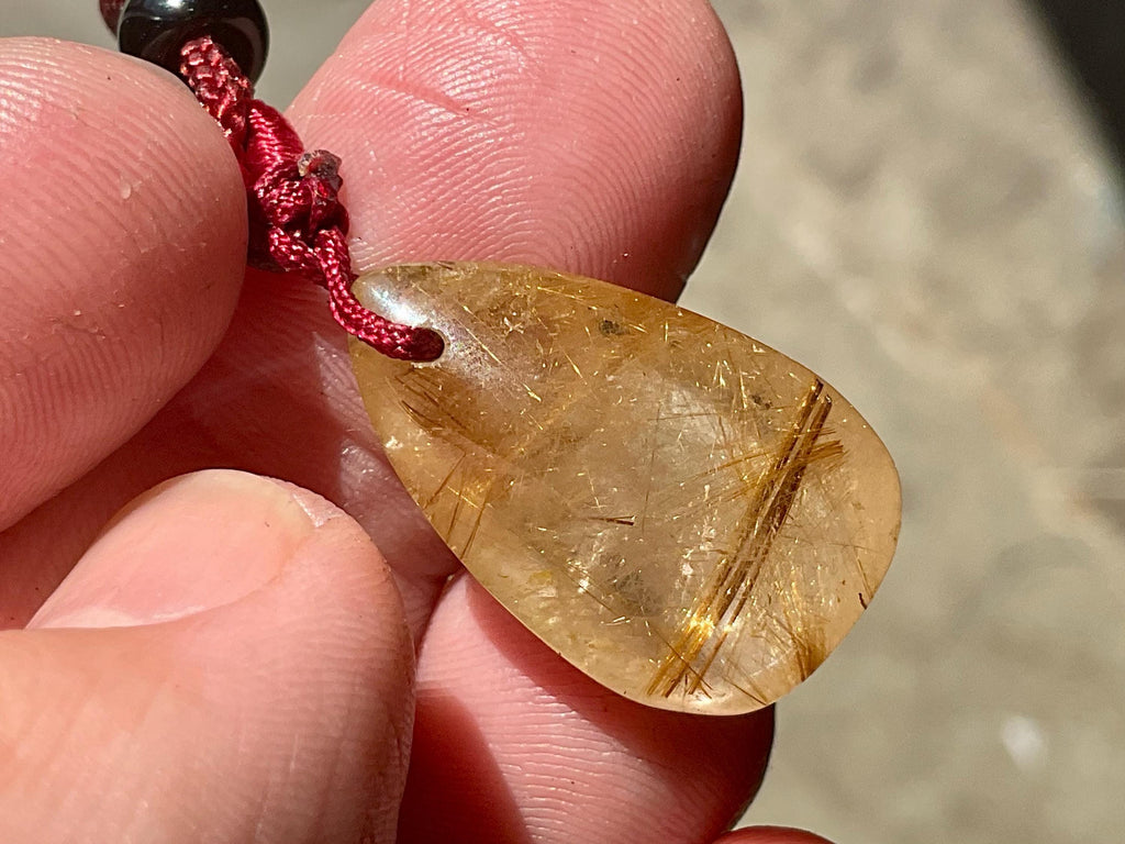 Golden Rutile Teardrop Adjustable Pendant B