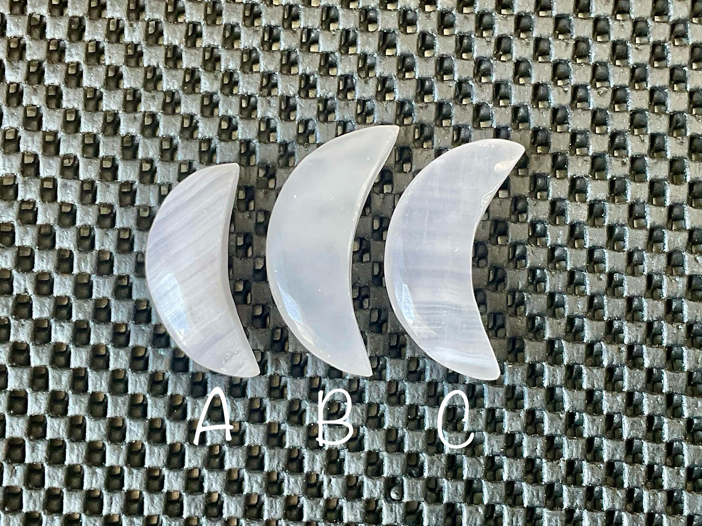 Mangano Calcite Crescent Moon Carvings