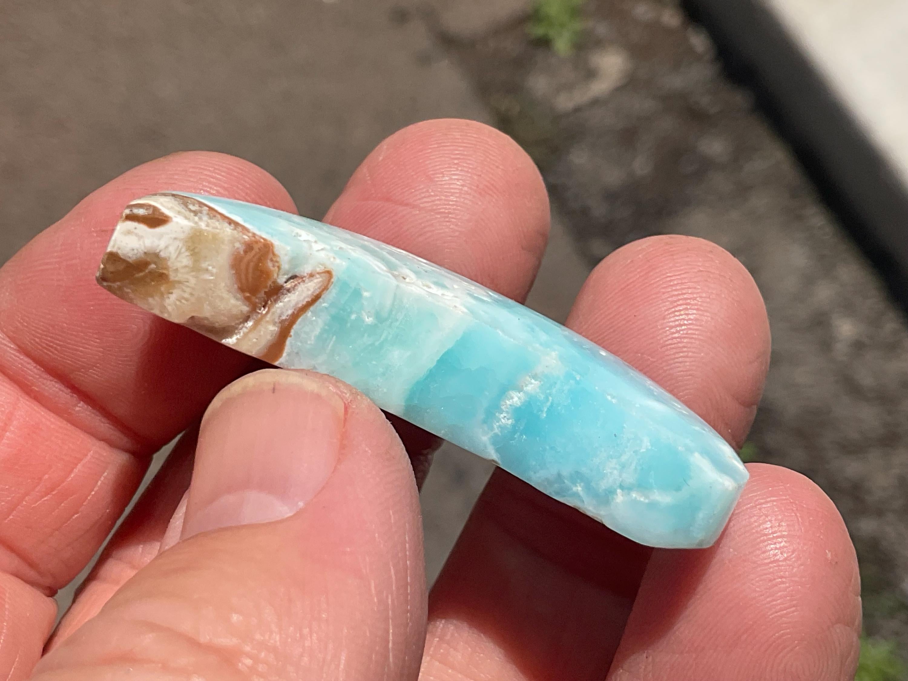 16g “Caribbean Blue” Calcite Crescent Moon