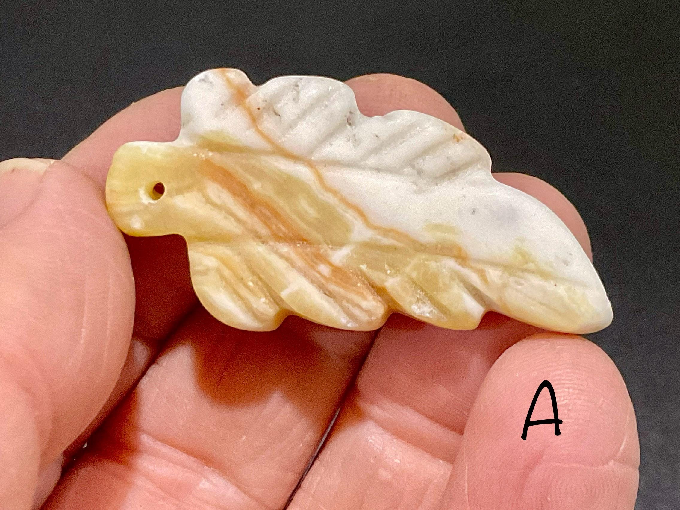 Orange Banded Calcite Drilled Leaf Pendant Group 2