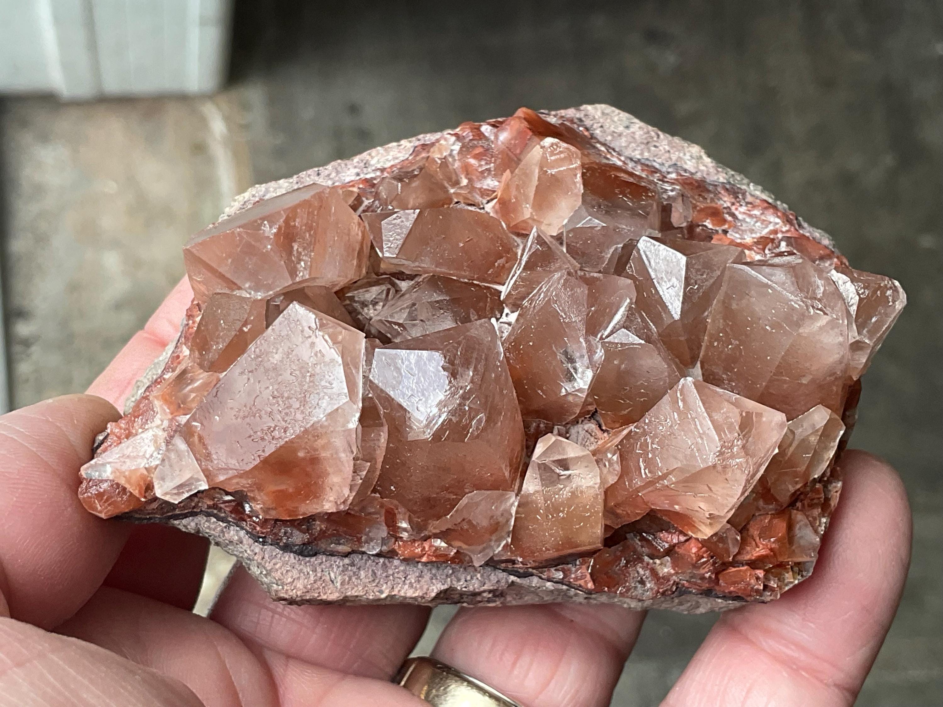 254g Blocky Calcite on Hematite Quartzite Specimen 2B from Hubei, China