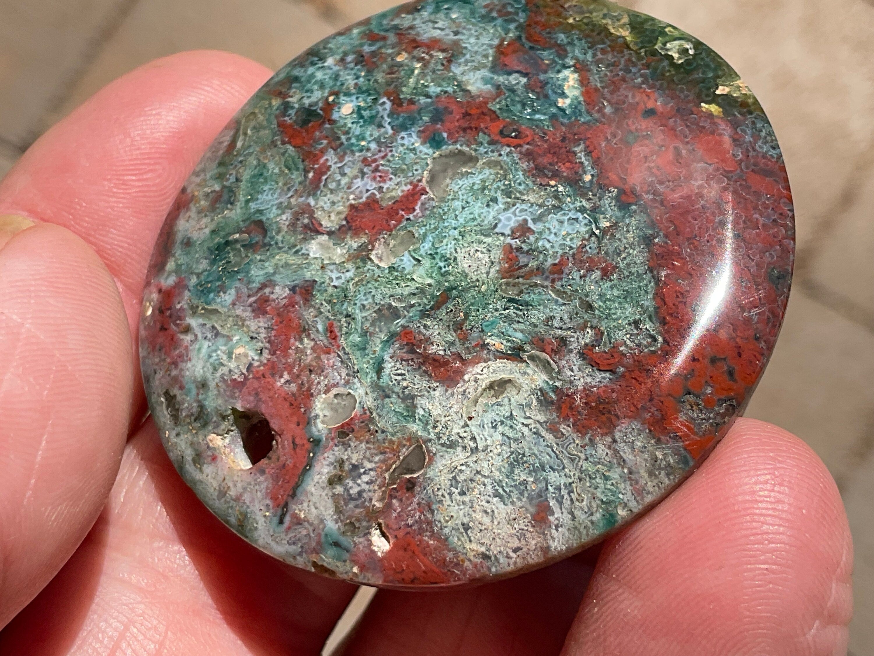 20g Round Ocean Jasper Pendant