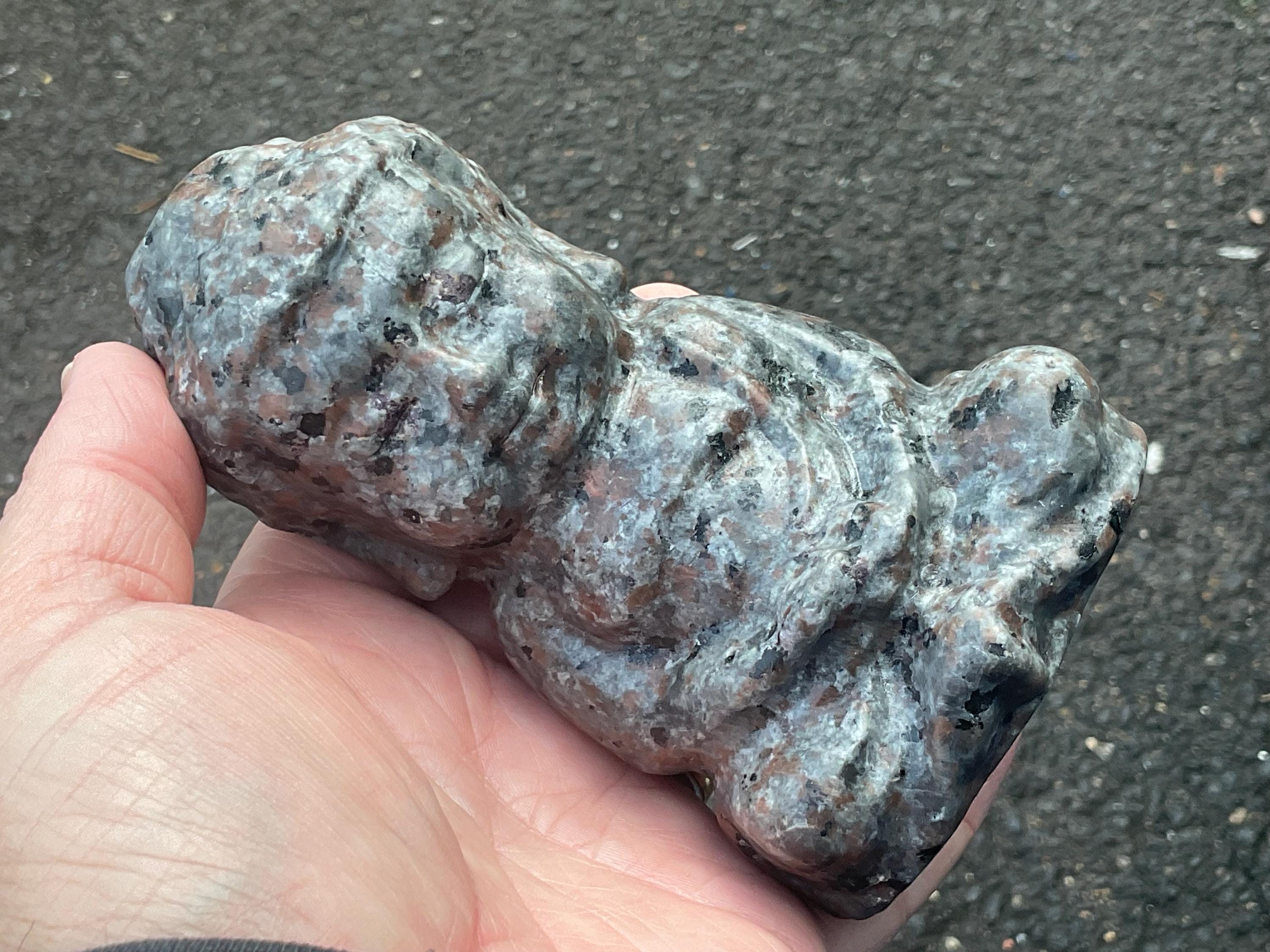 608g Syenite with Sodalite (Yooperlite) Buddha Carving B