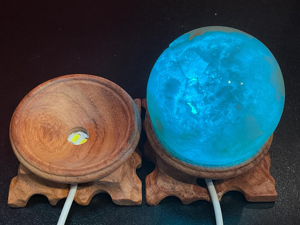 Hand Carved LED Sphere Stands
