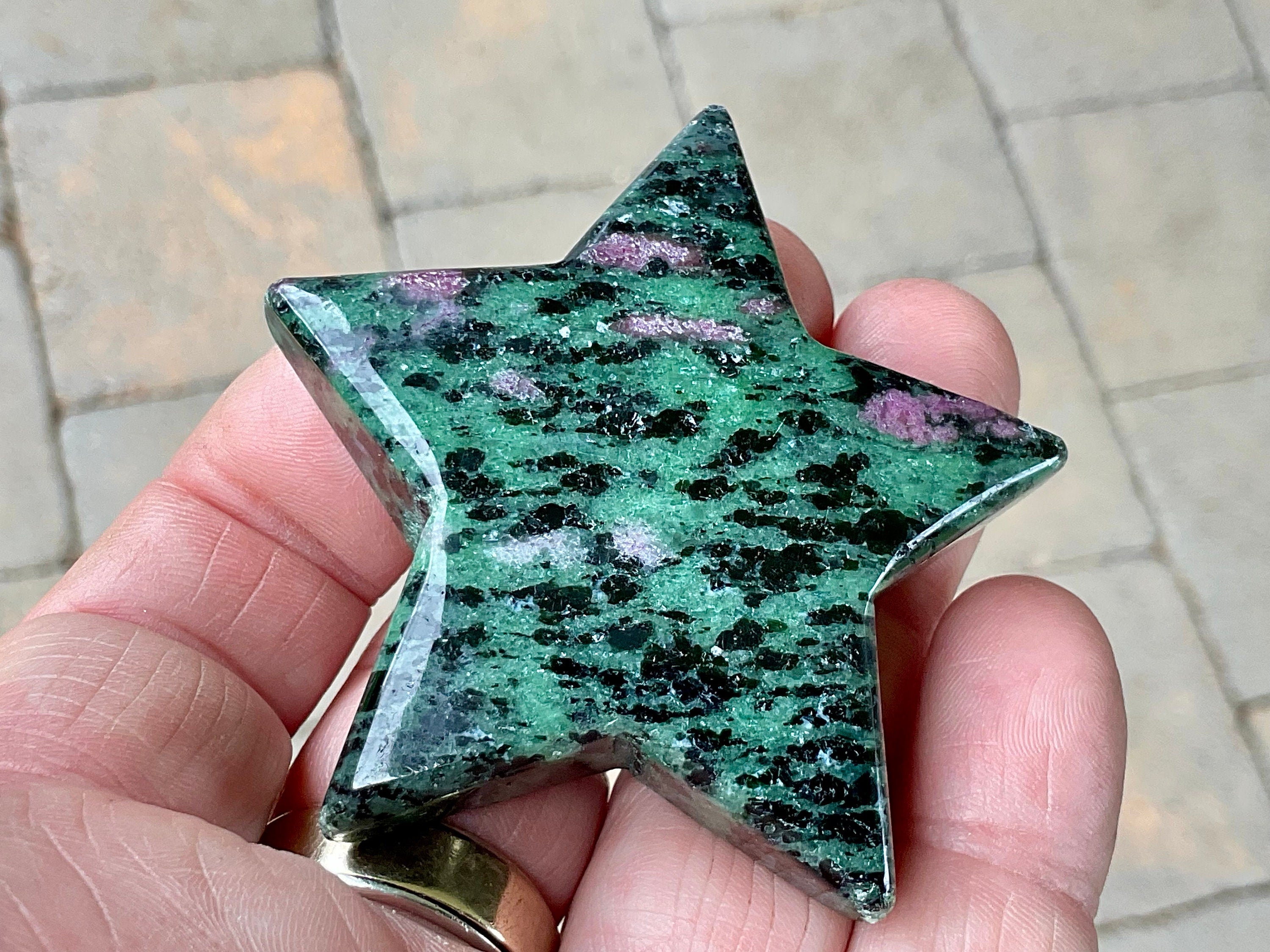 77g Ruby in Zoisite Polished Star 2C
