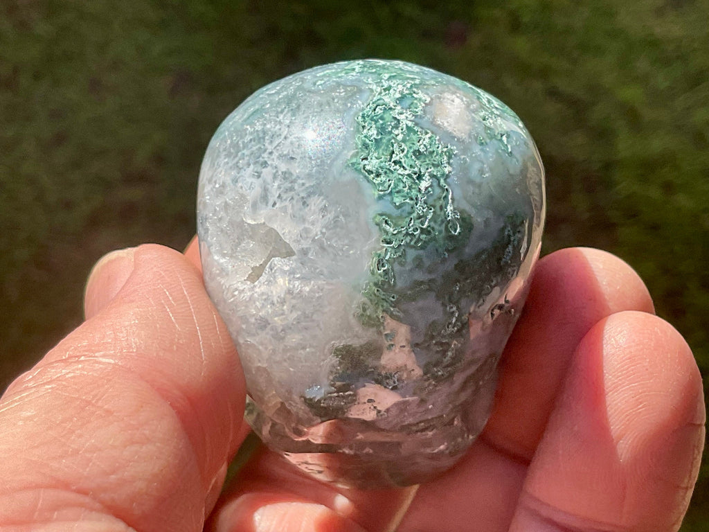 104g Moss Agate Skull 4C