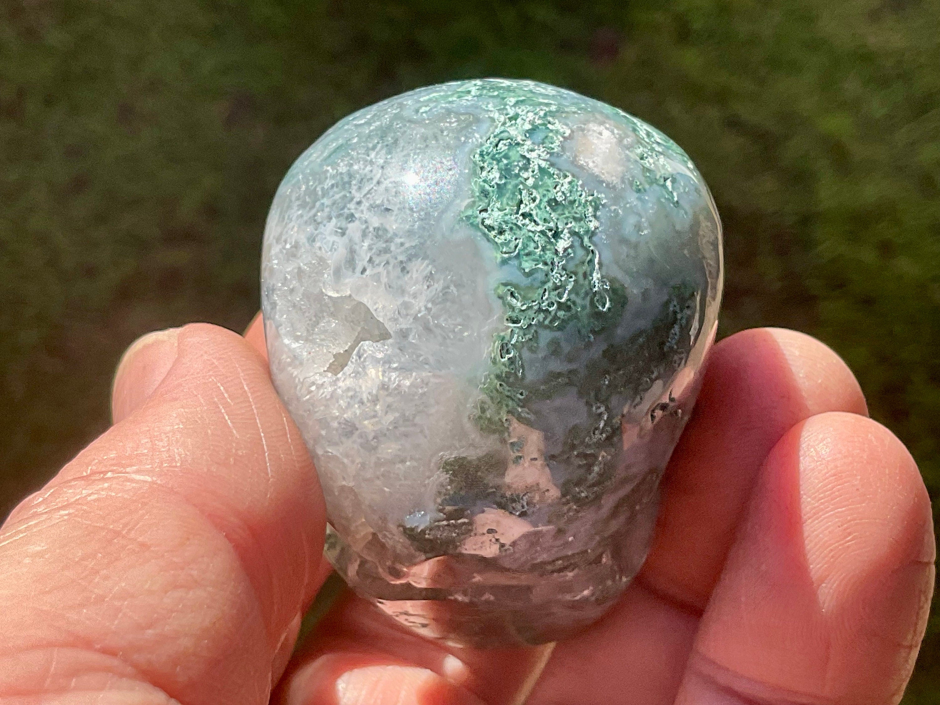 104g Moss Agate Skull 4C