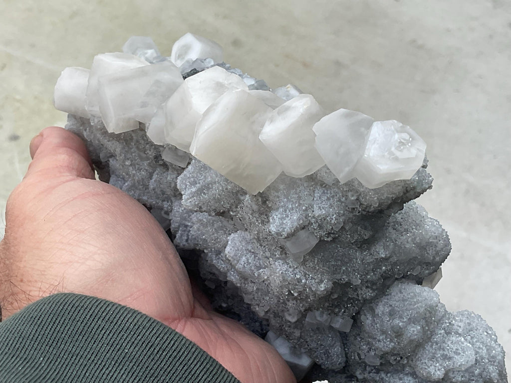 786g Mixed Calcite on Druzy Sphalerite Cabinet Specimen