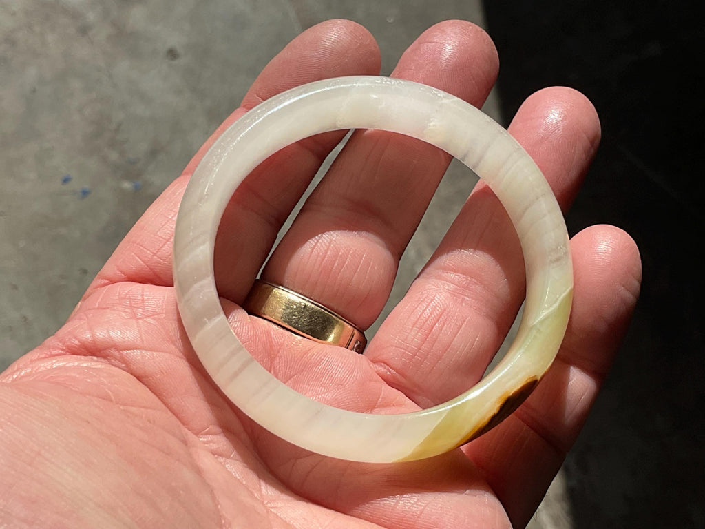 40g Small Green Banded Onyx Solid Bangle 2A