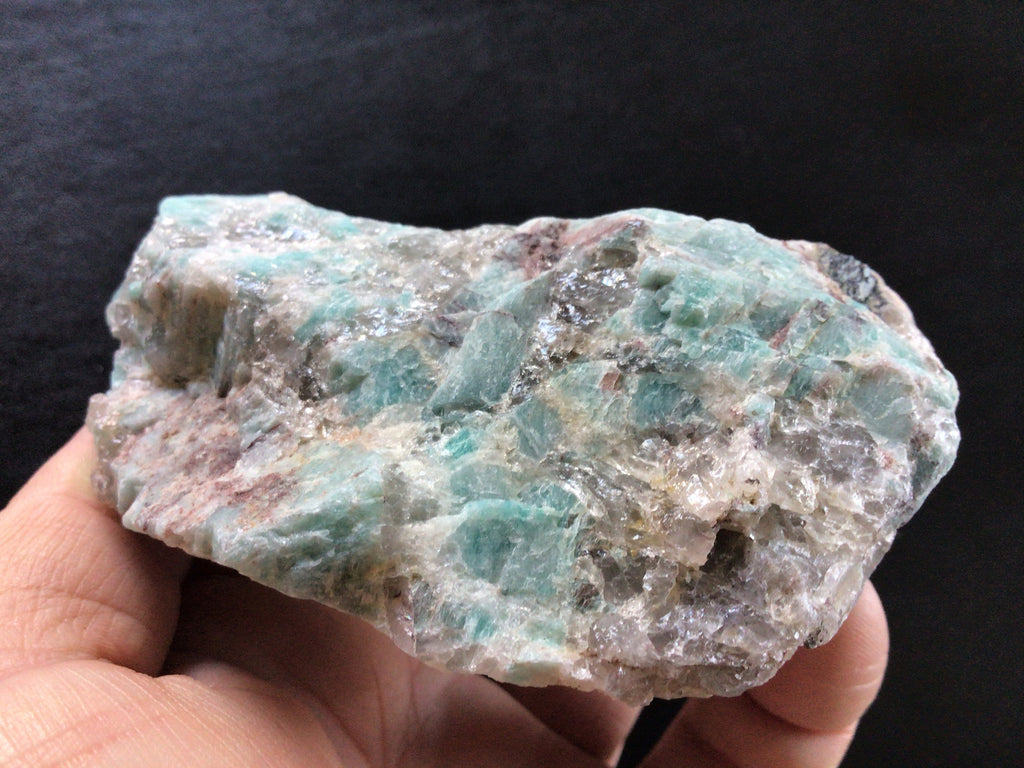 300g Amazonite Rough Chunk with Red Hematite Staining 1A