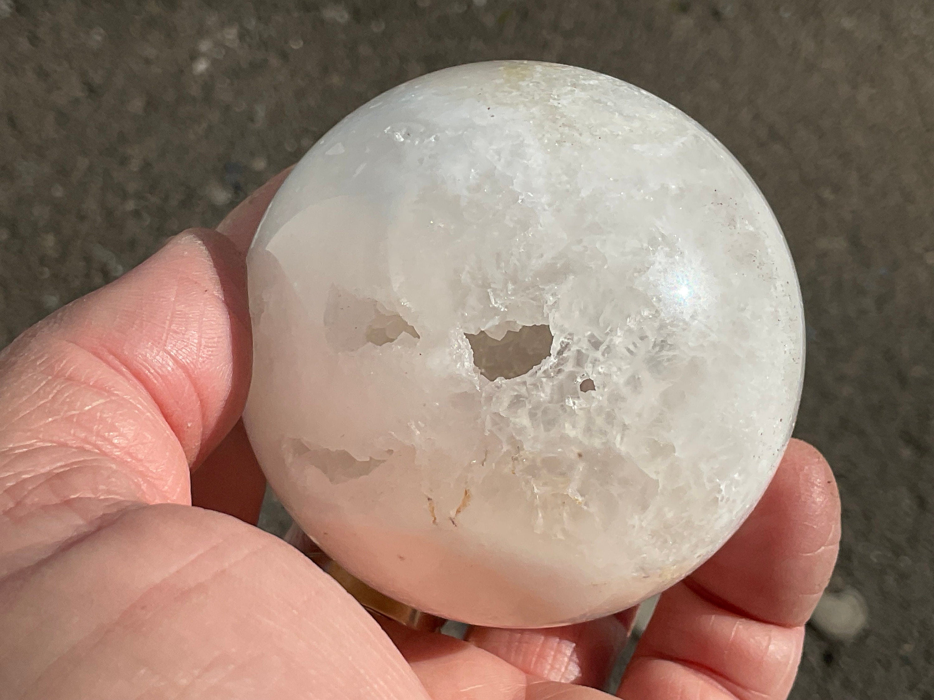 304g Clear Quartz Polished Hollow Sphere C