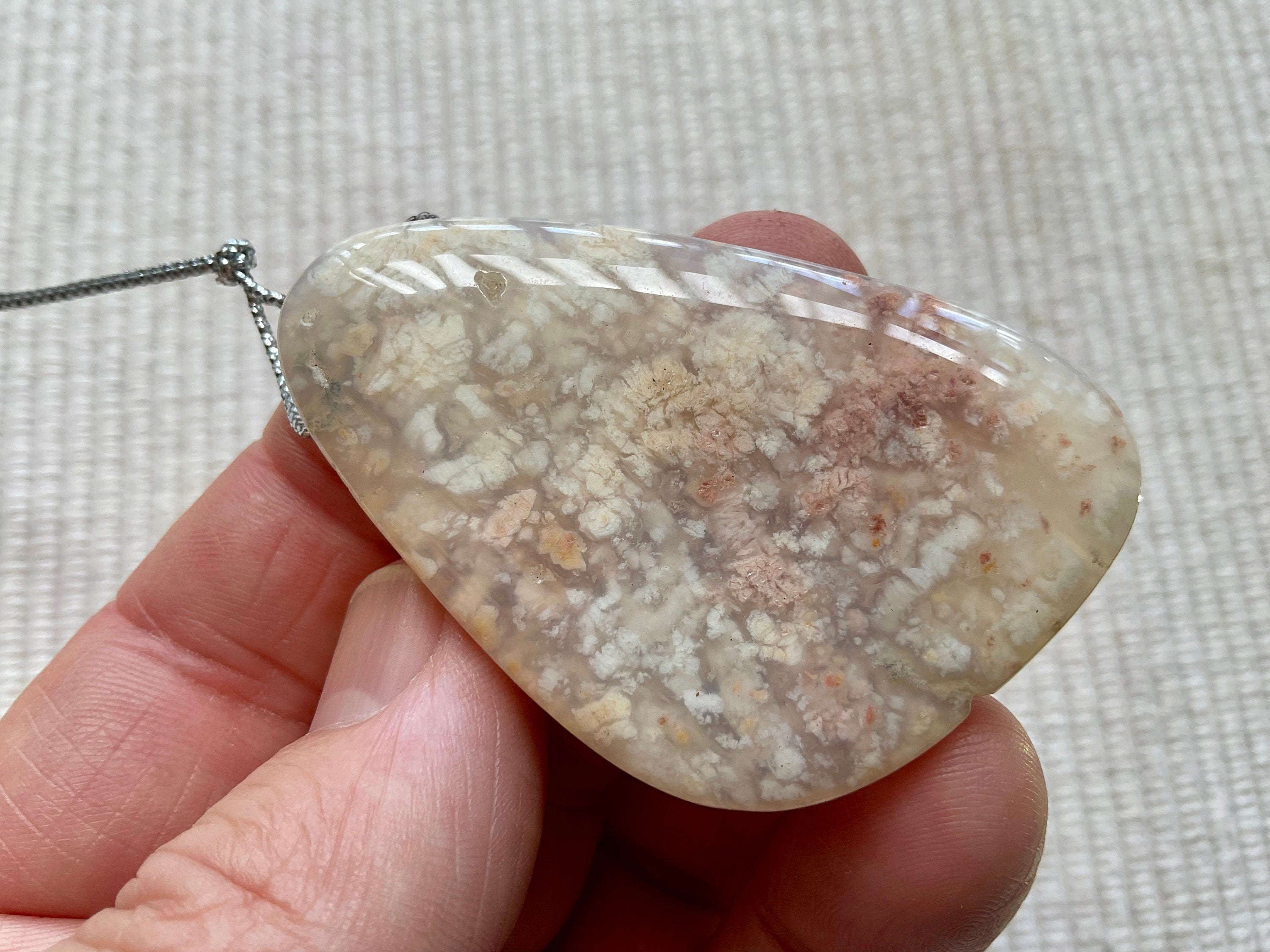 22g Heavily Included Pale Garden Quartz Pendant 7A