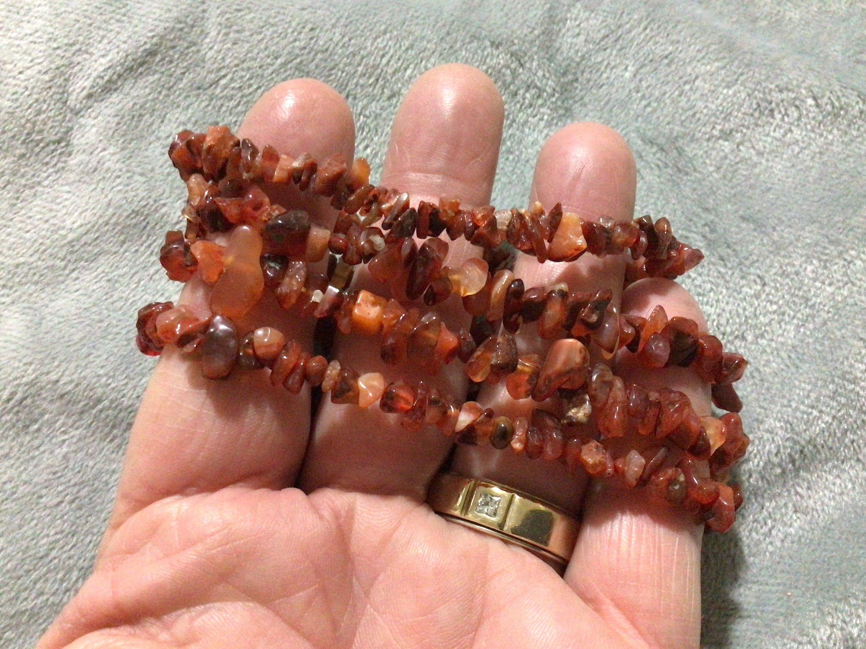 Carnelian Stone Chip Bracelet