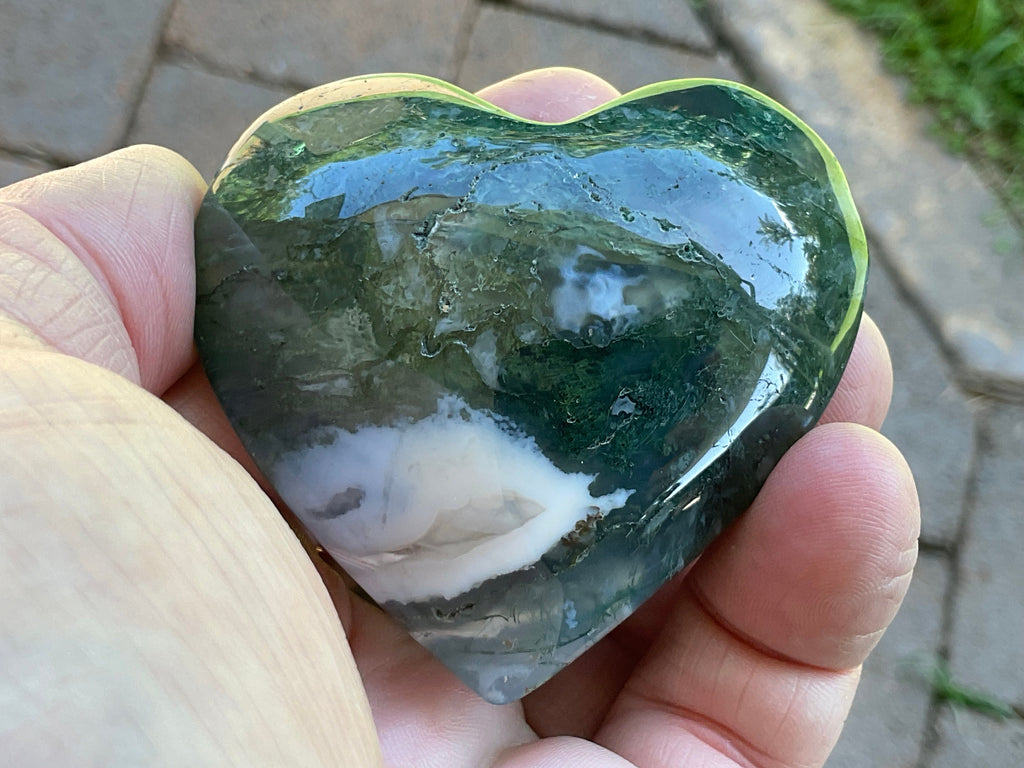 97g Moss Agate Puffy Heart 2C
