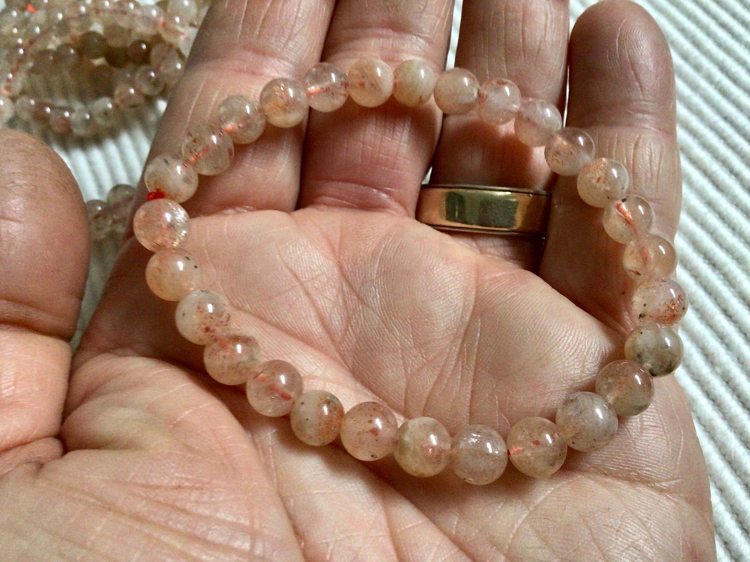 6mm Sunstone Bead Bracelet