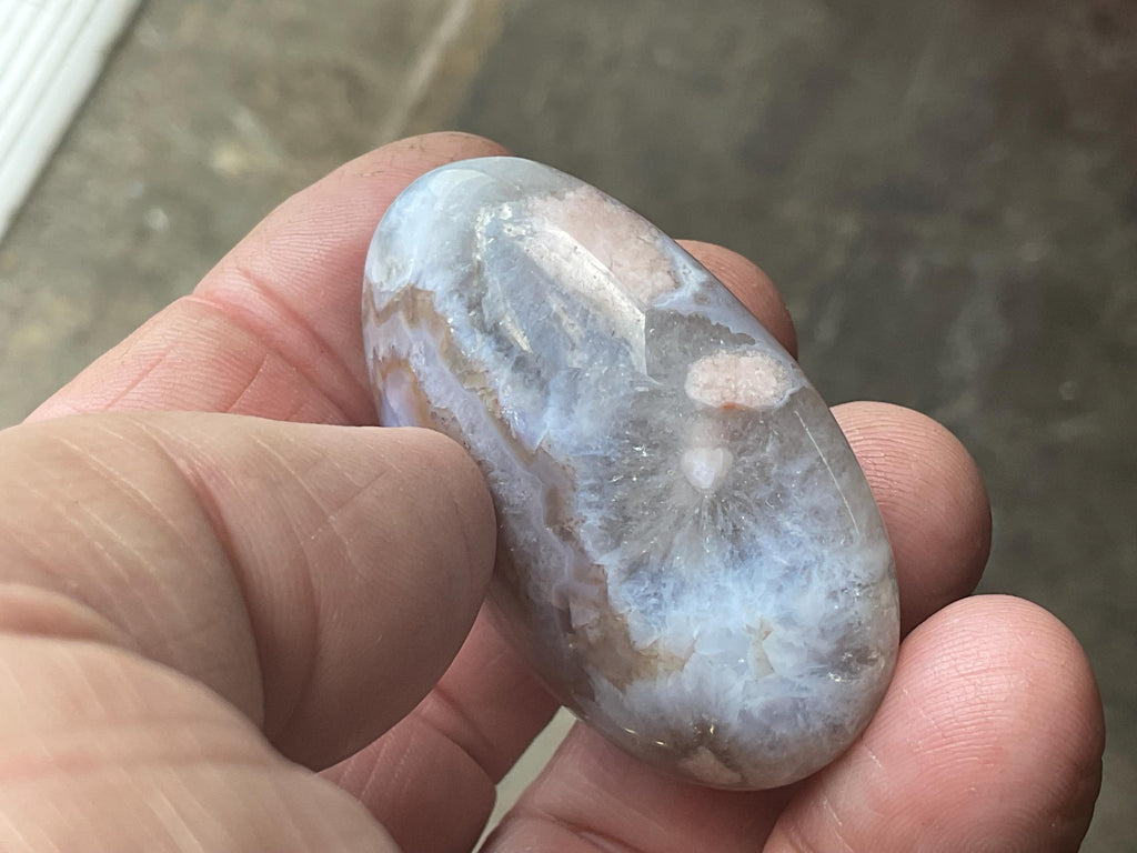 40g Blue Flower Agate Palmstone A